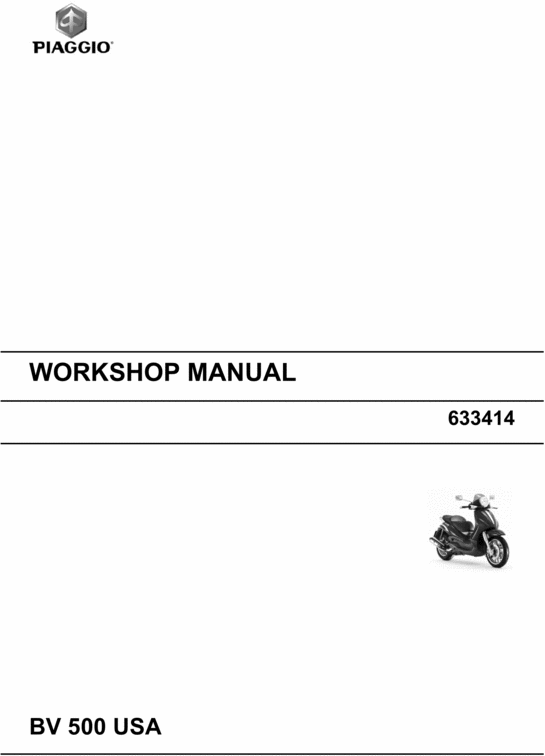 Product picture Piaggio BV500 USA Service Repair Manual 2003